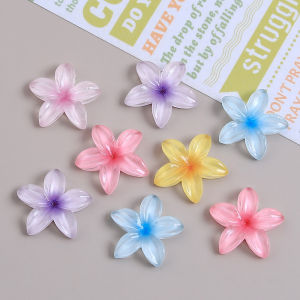 10PCS Mixed Translucent 5-Petal Flower Resin Charms Pink Yellow Blue Purple DIY Cream Craft Supplies