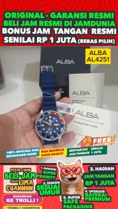 ALBA ORIGINAL - ALBA AL4251 X1 ALBA AL4251X1 - ACTIVE - Men DY - Biru - Resin - Diameter 43CM- Water Resist 100 Meter - Jamdunia / Jam dunia JD18 # Jam Tangan Pria Jam Pria Jam Tangan Anti Air + ALBA AL42 51 AL 42 51 X1 AL4