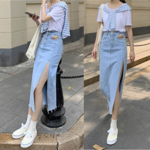 แหวกข้าง งานกระโปรง ผู้หญิง สีฟ้า แนวหวาน สไตล์เกาหลี 🥰✨️