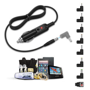 24W 12V Universal Car Charger สายไฟสําหรับเครื่องเล่น DVD แบบพกพาGPSSnailax ที่นั่ง ไฟ LED พร้อมอะแดปเตอร์ DC 8 ตัว