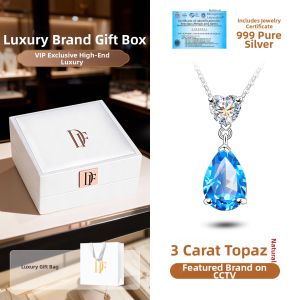 East Beauty | Ocean Heart Topaz London Blue Stone Water Drop Pendant Necklace