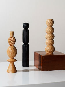 Minimalist Ancient Style Creative Geometric Wood Carving Resin Decorative Ornament