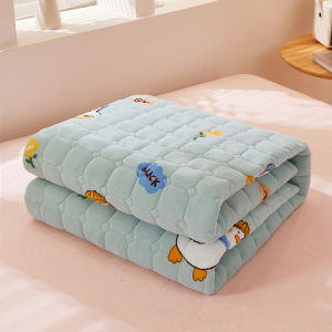 ที่นอนผ้าสักหลาดที่นอนเด็กให้ความอบอุ่นเพิ่มความหนาขนแกะปะการังนมสำหรับฤดูหนาวแผ่นรองเตียงกันลื่นเบาะนุ่มพับได้