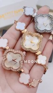 Mooney Jam Tangan Wanita Serut Clover Q9 Lucky Fashion New 2024