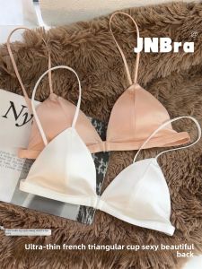 Áo Ngực Ren Satin Siêu Mỏng Kiểu Pháp Cho Nữ Mùa Hè Hở Lưng Dây Đeo Vai Mỏng Kiểu Chữ V Cài Trước Áo Ngực Lót Mút