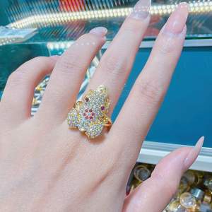 Nhẫn cóc đính đá ngậm kim tiền tài lộc Kami trang sức sỉ