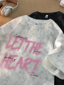 Áo Thun Nam American Heavyweight Dirty Suede Short Sleeve Tie Dye Design Half Sleeve Youth Summer Body T-shirt Polyester Fiber