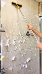 BLUE WHALE  แปรงถูพื้น 2in1แปรงขัดพื้น แปรงทำความสะอาด ปาดน้ำ ขัดได้ทุกซอกทุกมุม