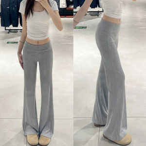 High Waist Bell Bottom Pants Womens Yoga Casual Cotton Trousers Spring Autumn Fashion Flip Waist Bell Bottoms Slimming