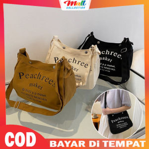 MALL Tas Selempang Wanita Bahan Canvas Gaya Korea Tas Tote Bag Bahu Jinjing BAG07