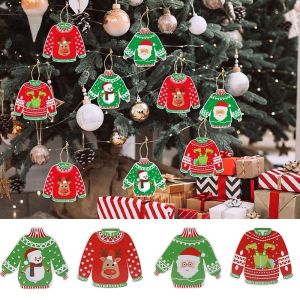 เสื้อสเวตเตอร์ 16 ชิ้น เซ็ตพื้นหลัง ป้ายจี้ต้นไม้ คริสต์มาสการ์ตูนซานตาคลอสแปลกใหม่ รูปตุ๊กตาหิมะกระดาษการ์ดเสน่ห์