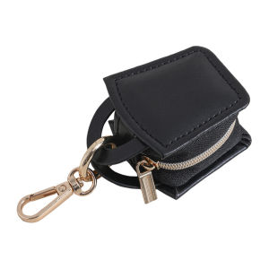 Portable Mini Jewelry Case Keychain PU Leather Zipper Ring Earring Storage Box Clip On Handbag Charm Travel Organizer for Women