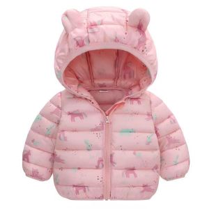 Kids Padded Down Cotton Jacket Winter New Girls Boys Thicken Warm Snow Wear Coats Chidlren Hooded Parkas 1-5 Years