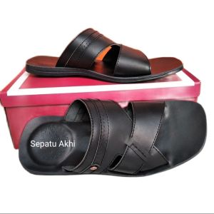 Sandal Kulit Pria Model Flops Silang
