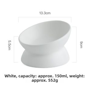 Ceramic Cat Bowl Sloped Mouth Slow Feeding Anti-Flip Dog Bowl Pet Food Dish for Stray Cats And Dogs Lanswood TCW-336