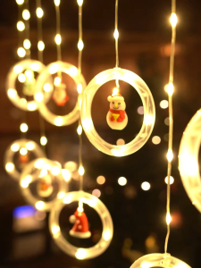 Christmas ring curtain light string - Christmas cartoon-shaped LED colored lights for room decoration and curtains