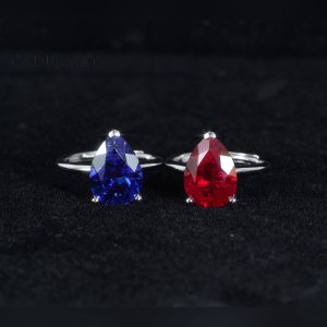 S925 Sterling Silver Pear Cut Ruby Sapphire Adjustable Ring Gift Suggestions for Women Classic Rings Daily Wear Jewelry