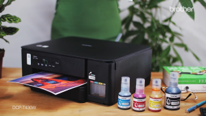 เครื่องพิมพ์อิงค์แท็งค์ Brother DCP‑T430W Wi-Fi พร้อมหมึกแท้ 1 ชุด รับประกัน 2 ปี (แทนรุ่น T420W)