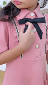 MARVES Anna Korean Dress Baju Anak Perempuan Bahan Scuba Usia 1 Hingga 14 Tahun