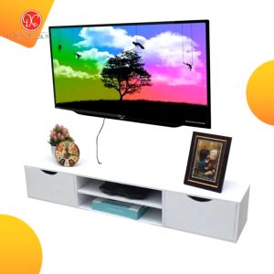 Rak TV Dinding Minimalis 2 Laci & Meja TV Tempel Dinding Aesthetic 100x20 cm