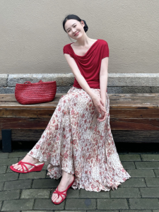 YUEZHONGWEI | Summer Stylish Unique Red Two-piece Set