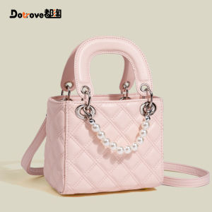 Fashionable Pearl Handbag Small Crowd Design Diamond Grid Single Shoulder Slant Cross Bag Versatile Autumn Winter Handbag