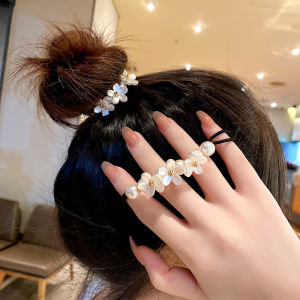 Dual-Purpose Pearl Bracelet Hair Ties Women Elegant Fashion Fresh Style Hair Bands Hair Ornaments Korean Style Alloy Embedded