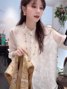 New Chinese Style Long Sleeve Stand Collar Embroidered Elegant Layerable Hit Shirt Jacket