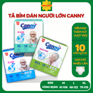 Combo 2 gói Tã dán người lớn Canny Bỉm dán người già siêu thấm hút chống tràn dày dặn mềm lại size M M/L XL 10 miếng/gói