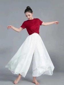 Quần Ống Rộng Chiffon Dài Thường Ngày Cho Nữ Quần Múa Cạp Cao Hai Lớp Quần Dài Chín Điểm Đa Năng Mùa Hè 2023