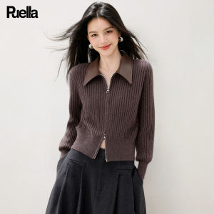 puella | Áo Sweater Knit Ngắn Cổ Polo Đôi Zipper Màu Đối Chọi