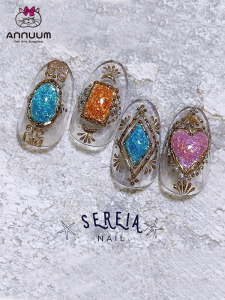 ANNUUM Gemstone Nail Art Gel High Saturation Washless 3D Shaping Glitter Top Coat UV LED Nail Polish Gel from Japan