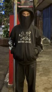 Metrojack - Hoodie Zipp BALACLAVA HERALDIC Sablon Reflektif - Bahan Fleece 300 Gramasi - Pria Zipper
