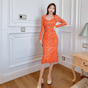 ZYHT (Giải phóng mặt bằng Sử dụng phiếu giảm giá)   váy đầm váy hoa cổ vuông lưới thép trung bình và dài quần áo phụ nữ mới mùa thu đầm body eravogue 5183