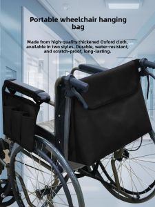 Thickened Portable Wheelchair Side Storage Hanging Bag Oxford Cloth Waterproof for Outdoor Use Wheelchair Storage Organizer