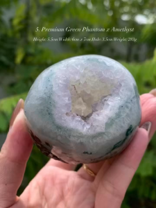 Premium Green Phantom x Lavender Amethyst 5号💁♀️ 大自然的色搭🌱 绿➕紫各自暖👁️ 不抢风头🫶🏻 #绿幽灵 #紫水晶 #天然水晶 #水晶滑蛋 #green phantom #amethyst