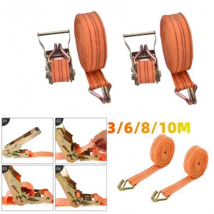 Heavy Duty Ratchet Tie Down Straps 3-10 Meter Double Hook Lashing Belt for Truck Trailer Cargo Securing Transport Binding Safety