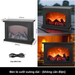 Đèn LED Mô Phỏng Lò Sưởi Kiểu Cổ Điển Sử Dụng pin/USB Trang Trí Nội Thất Ban Công Giáng Sinh Halloween Bàn Ăn