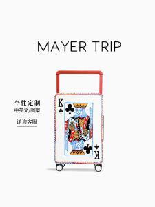 Mayertrip Hand-Painted Plum Blossom Carry-On Luggage Cartoon Style Hard Shell Travel Suitcase with Password Lock for Youth