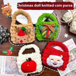 ZMONH กระเป๋าผ้าทอลายการ์ตูนน่ารักสำหรับเทศกาลคริสต์มาสกระเป๋าผ้ากำมะหยี่กระเป๋าห้อยกุญแจซานตาคลอสกระเป๋าเก็บหูฟังกระเป๋าใส่ของวันคริสต์มาส