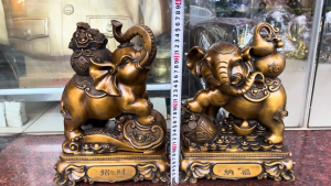 Đôi Tượng Voi Chiêu Tài Nạp Phúc Bằng Đồng Hun Phong Thủy Cao 37cmNgang 27cmSâu 15cmNặng 20kg