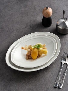 Large Capacity Ceramic Fish Head Chop Sauce Dish Microwave Oven Safe Casserole Dish Steamed Fish Plate Dining Utensils