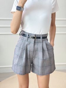 Savvy Shorts กางเกงขาสั้น เอวสูง ผ้าลายสก๊อต