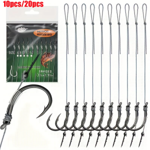 10/20pcs Method Feeder Rigs with Barbed Spike and 8 Braided LineHigh-strength Barbed Fish Hook Size6 8 10 12 14Feeder Fishing