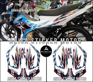 STIKER STRIPING LIS LES BODY SUZUKI SATRIA FU 2012 2013 PUTIH BIRU