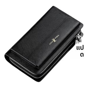 WILLIAMPOLO | Large Capacity Leather Wallet Long Zipped Business