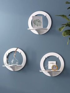 Shiok Living 🚀 Wall Shelf Free Punching Wall-mounted Wall Hanger Bedroom Balcony Bedside Creative Wall Hanger