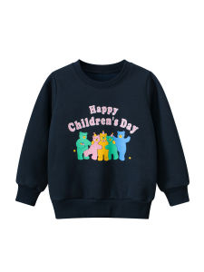 27home Fleece Lined Sweatshirt for Girls Cartoon Bear Design Warm Korean Style Childrens Clothing Baby Girls Autumn Winter