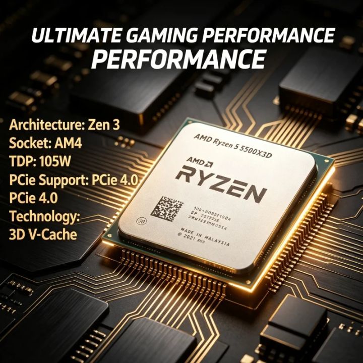 AMD | AMD Ryzen 5 5500X3D Desktop CPU 3D V-Cache Technology 96MB