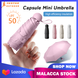 Capsule Mini Umbrella with Storage Box 5-Fold UV Block Sun and Rain Pocket Umbrella Travel Portable Umbrella Payung Hujan